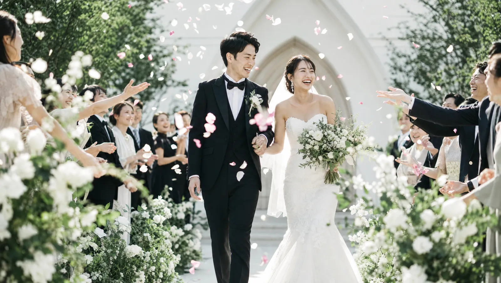 福岡エリアで自信を持って挙式当日にバージンロードを歩く新婦